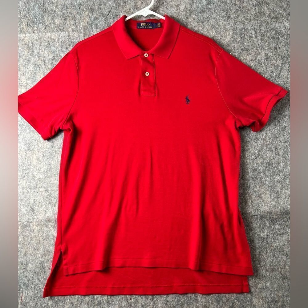 Polo Ralph Lauren Men’s Large Red Collared Shirt Short Sleeve‎ Casual